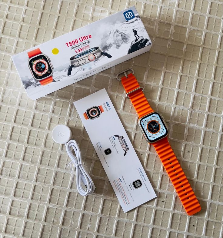 T800 Ultra Smart Watch Largest and Brightest Display Deep Waterproof With Video Controlling Assistant Wireless Fast Charging, BIGGER SCREEN SHOW MORE, Bluetooth, NFC (BLACK