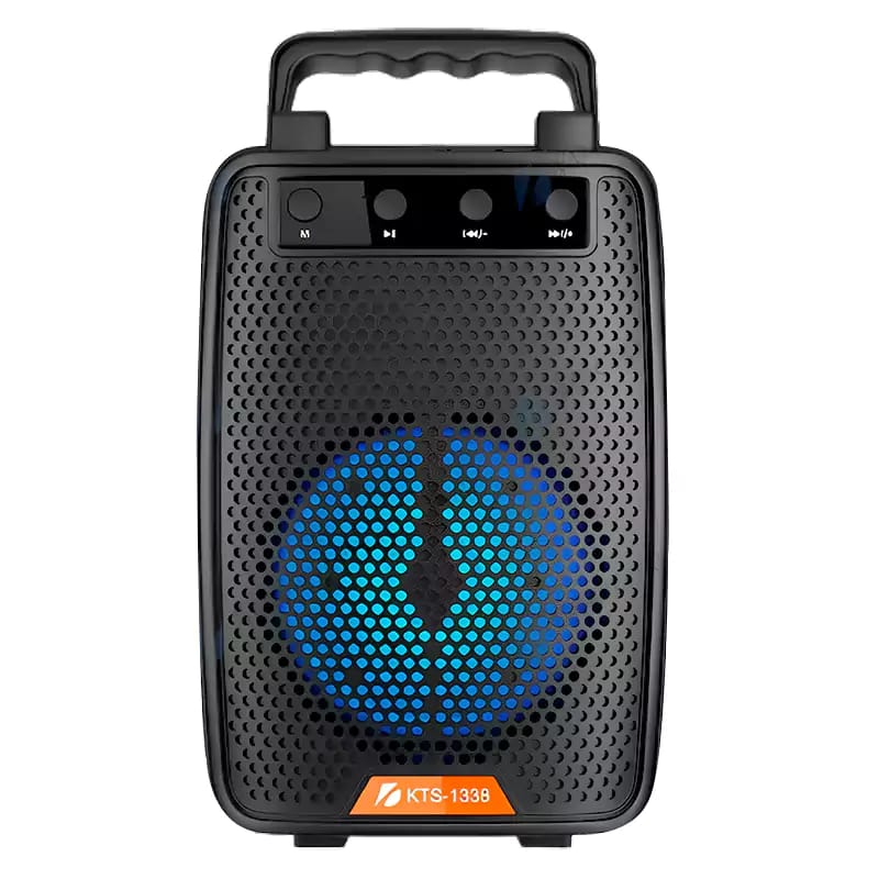 KTS 1338 Bluetooth Wireless Speaker / Support USB - SD Card - MIC / FM Radio / USB Charging / 4 inch Drive Size / Mini & Portable / Very Loud & Clear Sound System Loudspeaker / LED Disco Lighting / High Quality Stereo Bass Rechargeable Speakers