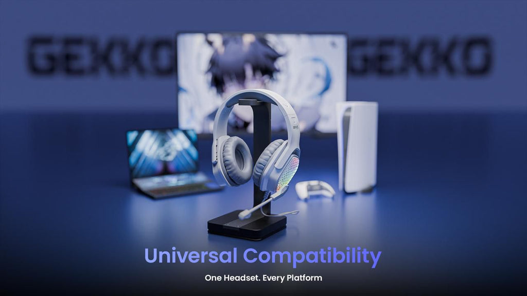 FASTER BG500 Gekko Gaming Headphones with LED RGB, Ultra-Clear Mic, Deep Bass 40mm Drivers, Noise-Isolating Cushions, Adjustable Headband, Lightweight Design - Compatible with PC/PS4/PS5/Mobile