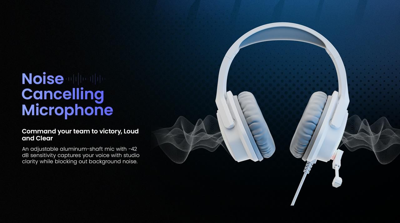 FASTER BG500 Gekko Gaming Headphones with LED RGB, Ultra-Clear Mic, Deep Bass 40mm Drivers, Noise-Isolating Cushions, Adjustable Headband, Lightweight Design - Compatible with PC/PS4/PS5/Mobile