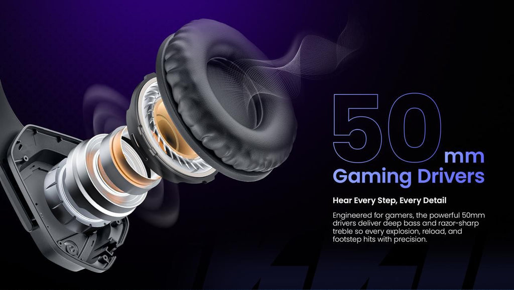 FASTER BG500 Gekko Gaming Headphones with LED RGB, Ultra-Clear Mic, Deep Bass 40mm Drivers, Noise-Isolating Cushions, Adjustable Headband, Lightweight Design - Compatible with PC/PS4/PS5/Mobile