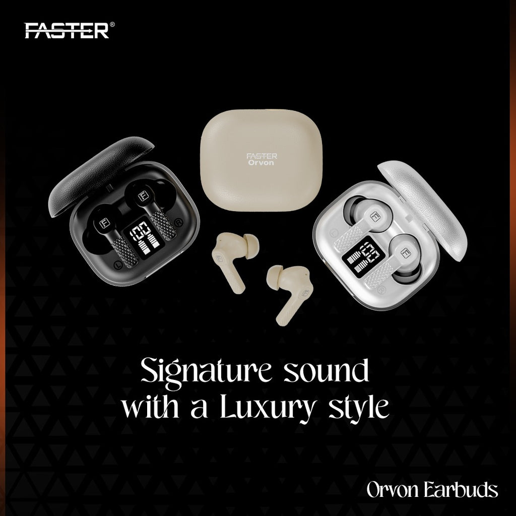 Faster TroniX Half In-Ear Earbuds Bluetooth 5.4 with ENC Tech, LED Display Charging Case, 5H Playback, 13mm Driver, Enhanced Bass, Type-C Charging, True Wireless Earbuds with Mic (Midnight Black)